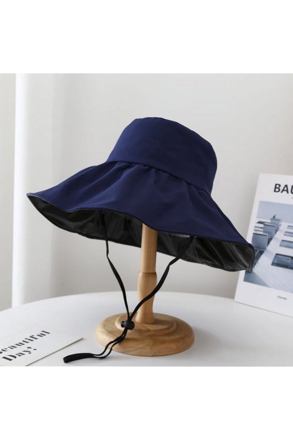 Womens Bucket Hat Summer Solid Color Cap Japanese Simple Foldable Casual Bucket Hat Vinyl Sunscreen and Sunscreen Bucket Hat