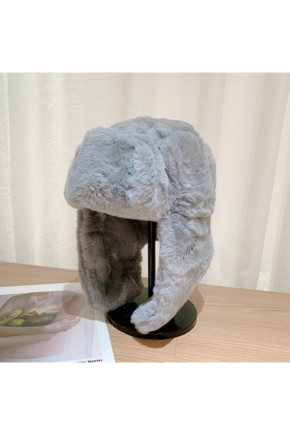 Womens Winter Thickened Warm Beanie Russian Caps Korean Fashion Ushanka Earflap Pilot Hat Womens Trend Bomber Hat Adjustable