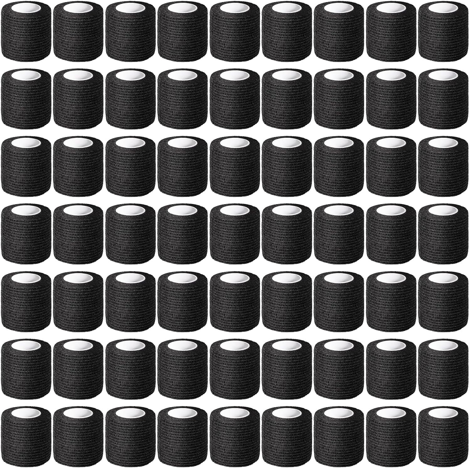 COCPOK Self Adherent Cohesive Wrap Bandages,64 Pack Black Athletic Tape,Self Adhesive Bandage Wrap 2 Inch x 5 Yard,Elastic Cohesive Bandage Wrap,Breathable Sports Wrap for Wrist Ankle,Vet Wrap for Pet
