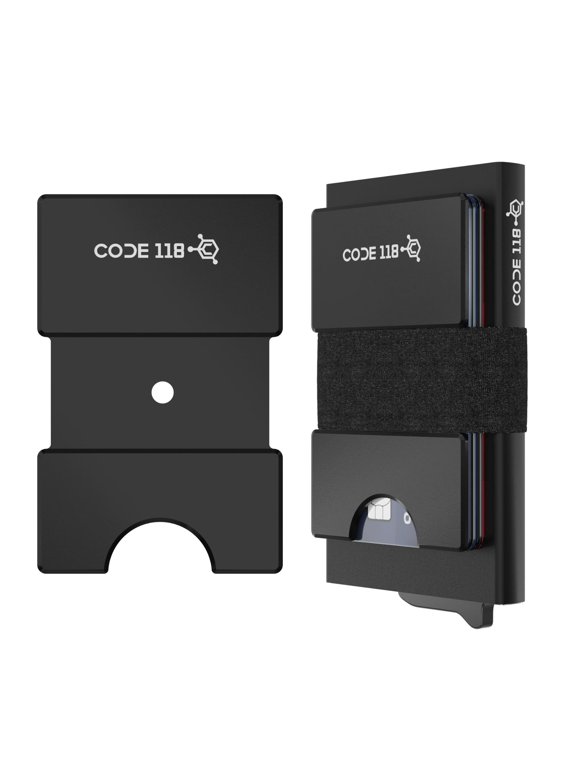 Modular Backplate - Slim Minimalist Aluminum Wallet Accessory - Expandable Cash & Business Card Holder - Modular Add-on Expands Storage up to 8 cards, Wallet not Included (Black Aluminum)