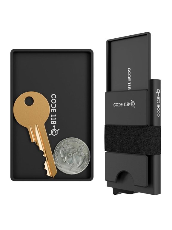 Stash Tray - Aluminum Wallet Add-On Key Sleeve for Coins, Keys, Cash, & Small Essentials - Wallet Tray Fits with Modular Backplate, Leather Case & Mag Pouch, Wallet not Included (Jet Black)