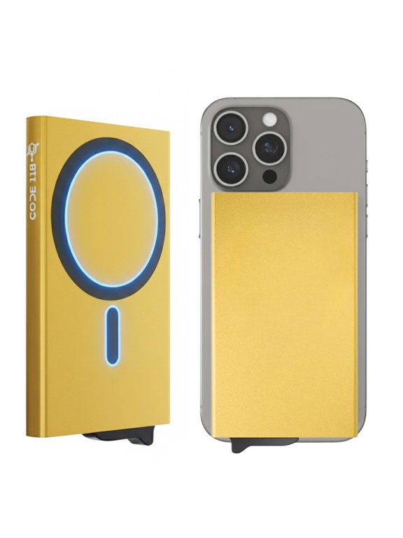 Wallet for Men - Slim Minimalist Aluminum Magnetic Card Holder - RFID Blocking Front Pocket Mag Safe Wallet with Strong Magnet Attachment (24K Gold)
