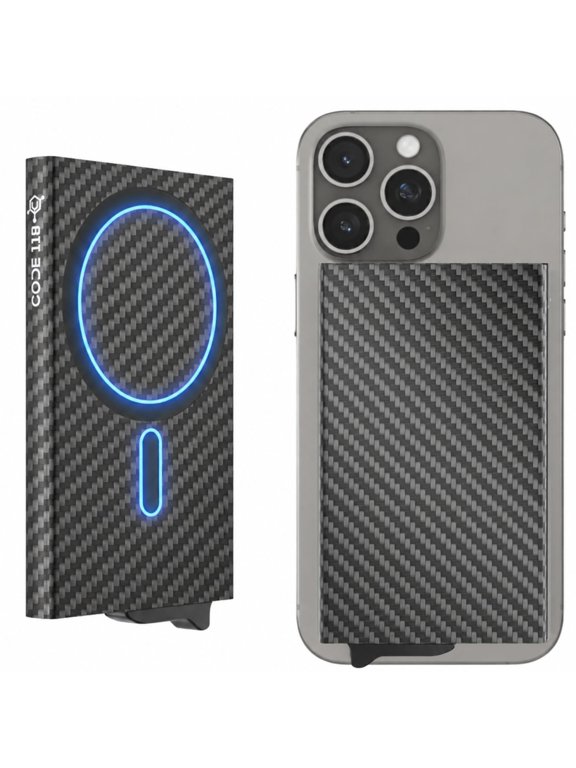 Wallet for Men - Slim Minimalist Aluminum Magnetic Card Holder - RFID Blocking Front Pocket Mag Safe Wallet with Strong Magnet Attachment (Carbon Fiber)