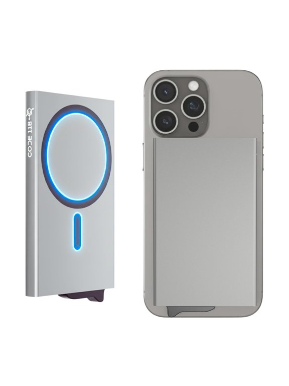 Wallet for Men - Slim Minimalist Aluminum Magnetic Card Holder - RFID Blocking Front Pocket Mag Safe Wallet with Strong Magnet Attachment (Slate Grey)
