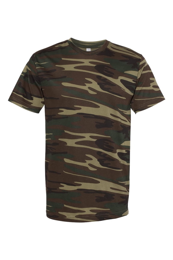 â„¢ Men's 100% Cotton Camouflage Crew Neck Short Sleeve Tee (Large, Green Woodland)