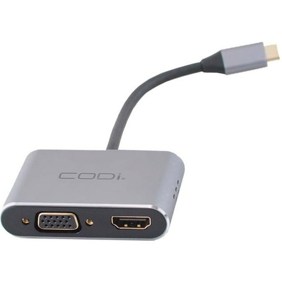CODi 4-In-1 USB-C Display Adapter | HDMI 4K, VGA, USB-C PD 87W, USB-A 3.0