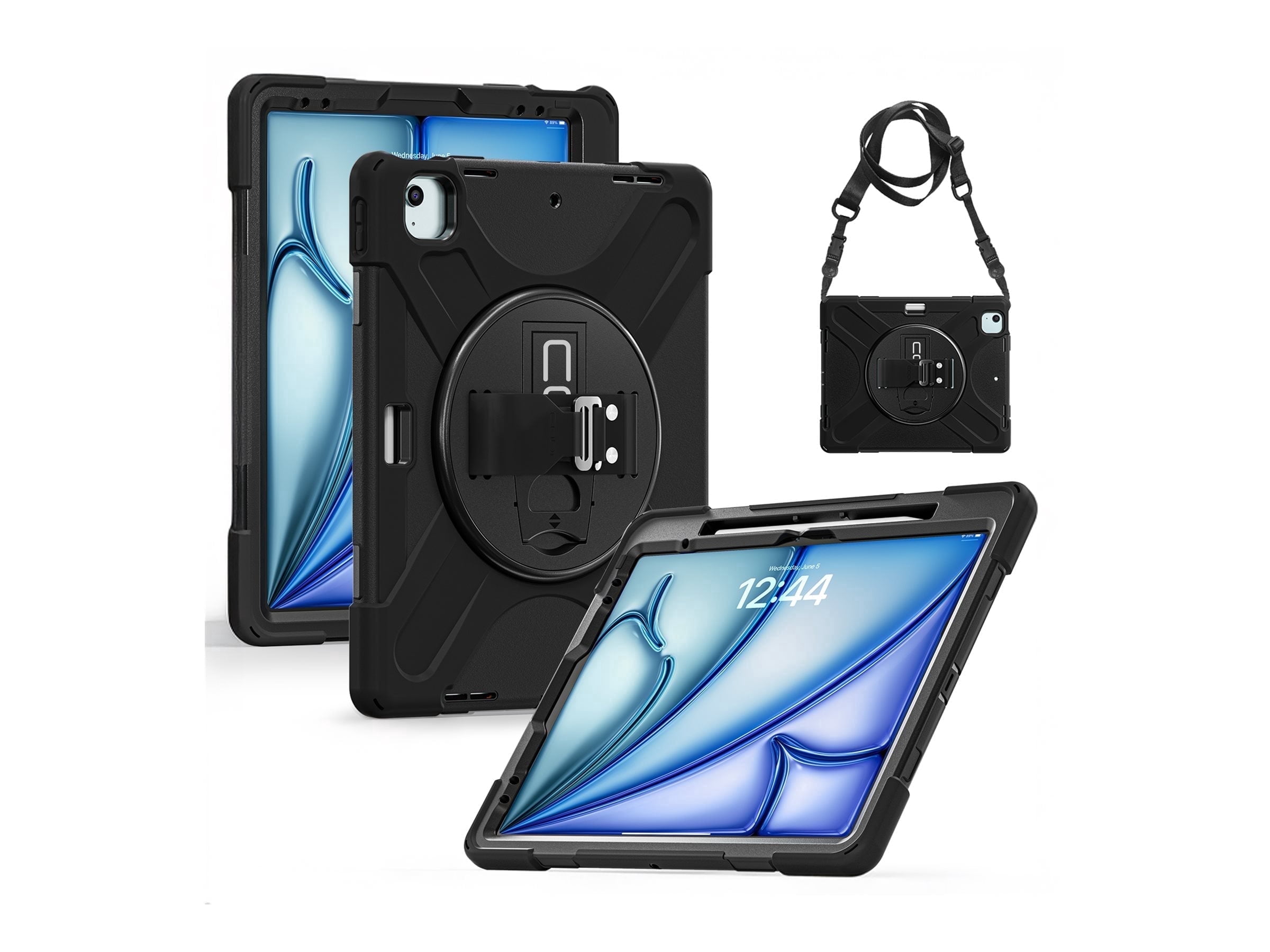 CODi Rugged Case for iPad Air 13" (M2, M3, M4) & iPad Pro 12.9" (3rd-6th Gen) - 360° Protection with Kickstand, Hand Strap, Shoulder Strap & Pencil Holder