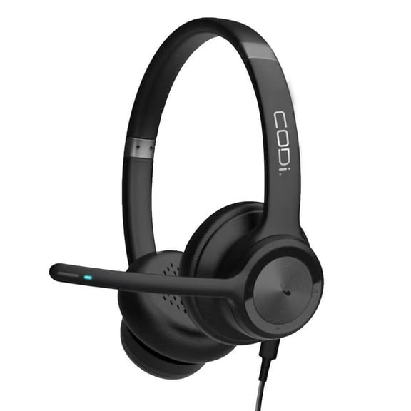 CODi CLARO Wired Stereo Dual Ear Headset with AI-Powered ENC Microphone, USB-C to USB-A Connection
