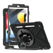 CODi Rugged iPad 10.2 Case with Integrated Screen Protector 9th, 8th, 7th Gen   Full-Body Protection, Kickstand, Shoulder & Hand Strap, Shockproof Design