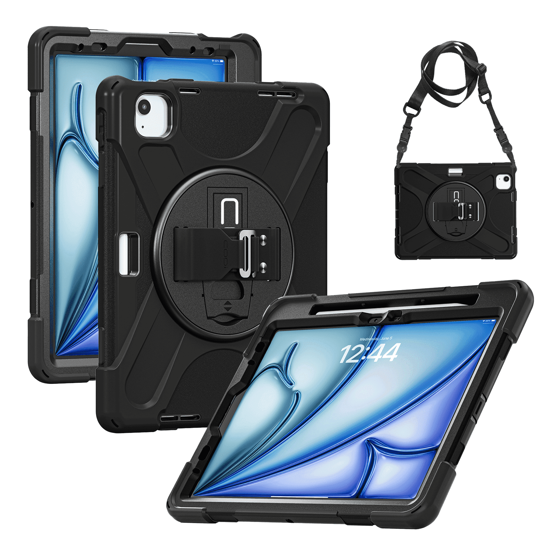 CODi Rugged Case for iPad Air 11" (M2, M3, M4), iPad Pro 11" (1st–4th Gen), iPad Air 10.9" (4th–5th Gen) – 360° Protection with Kickstand, Hand Strap, Shoulder Strap & Pencil Holder