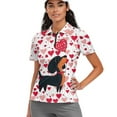 thumbnail image 1 of COEQINE 1/4 Zip Golf Shirts for Women V Neck Short Sleeve Soft Golf Tops LOVE Dachshund and Heart Shaped Balloon Print Workout Lightweight Polo Shirts for Valentine's Day, XS, 1 of 7