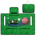 thumbnail image 1 of COEQINE 2-in-1 Golf Cart Seat Cover & Carry Bundle, Folds Like a Bag with Handle, Universal Fit for Two-Seaters, 4 Storage Pockets, Machine Washable Polyester, American Flag Golf Green, 1 of 8