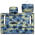 thumbnail image 1 of COEQINE 2-in-1 Golf Cart Seat Cover & Carry Bundle, Folds Like a Bag with Handle, Universal Fit for Two-Seaters, 4 Storage Pockets, Machine Washable Polyester, Blue Vintage Palm Tree, 1 of 8