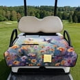 thumbnail image 1 of COEQINE 2-in-1 Golf Cart Seat Cover & Carry Bundle, Folds Like a Bag with Handle, Universal Fit for Two-Seaters, 4 Storage Pockets, Machine Washable Polyester, Hummingbird Daisy Purple, 1 of 8