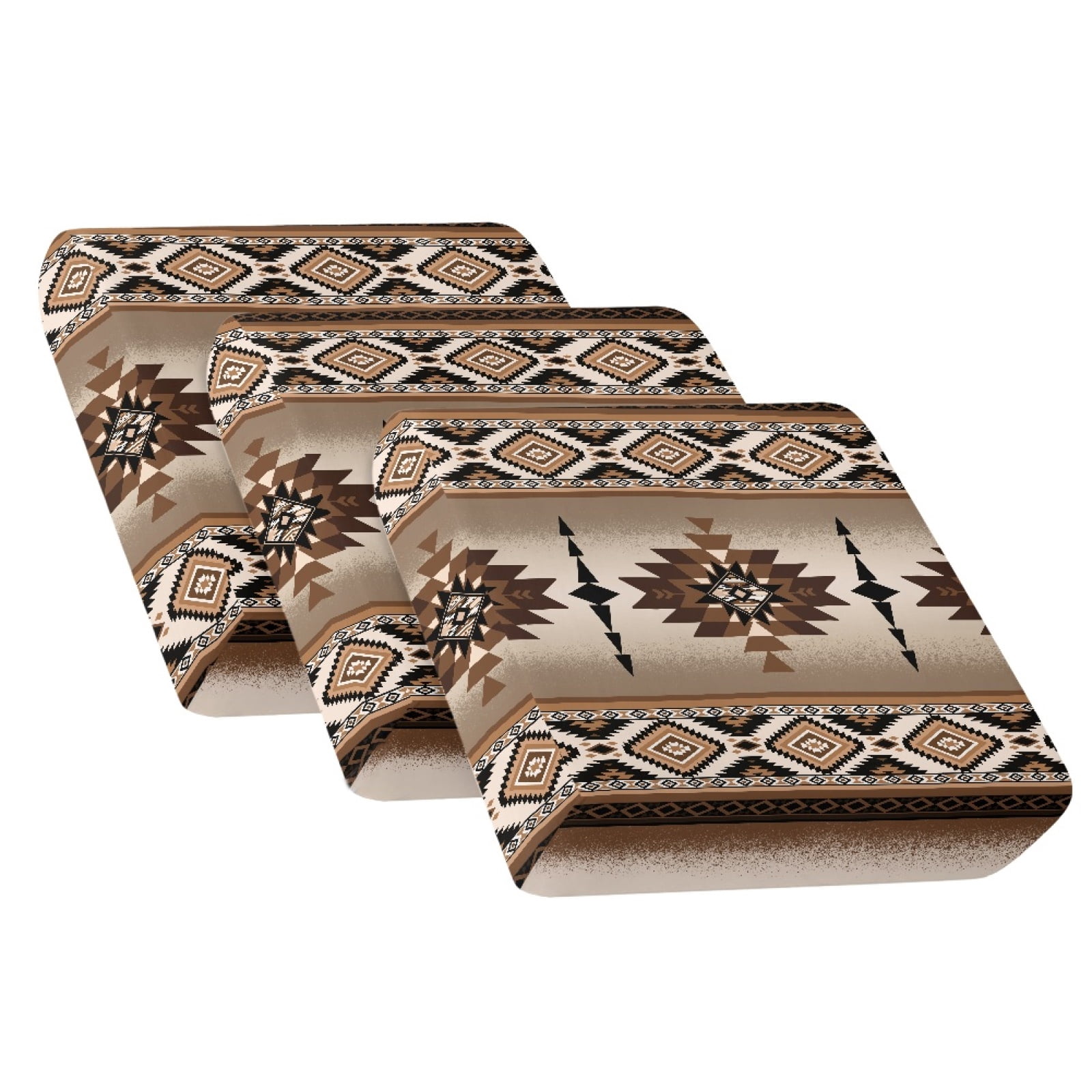 COEQINE 3-Piece Stretch Sofa Cover Removable Sectional Sofa Slipcover Machine Washable Couch Cushion Slipcover Non-Slip Armchair Couch Cover Furniture Decor, Southwest American Tribal Brown Khaki