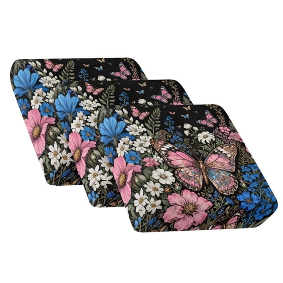 COEQINE 3-Piece Stretch Sofa Cover Removable Sectional Sofa Slipcover Machine Washable Couch Cushion Slipcover Non-Slip Armchair Couch Cover Furniture Decoration, Pink Butterfly Floral