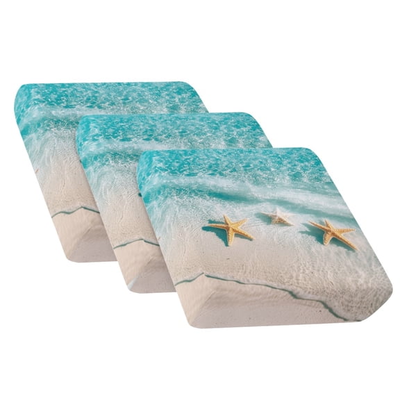 COEQINE 3 Pieces Sofa Cover Non-Slip Individual Chair Couch Cushion Cover 3 Pieces with Elastic Bottom, Pet Friendly Washable Armchair Cushion Slipcover, Sea Turtle Beach