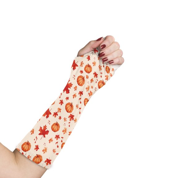 COEQINE Autumn Pumpkin Arm Cast Covers Maple Leaf Elbow Protection Cover Size L Arm Cover for Showering After Surgery Easy to Put on Thanksgiving Decorative Arm Plaster Cover