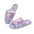 thumbnail image 1 of COEQINE Axolotl Daisy Purple Slip On Slippers for Women, Comfortable Fuzzy Sandals Y2K Open Toe Slippers Machine Washable Slip On Slides Footwear for Home Bedroom Spa Travel, 40-41, 1 of 7