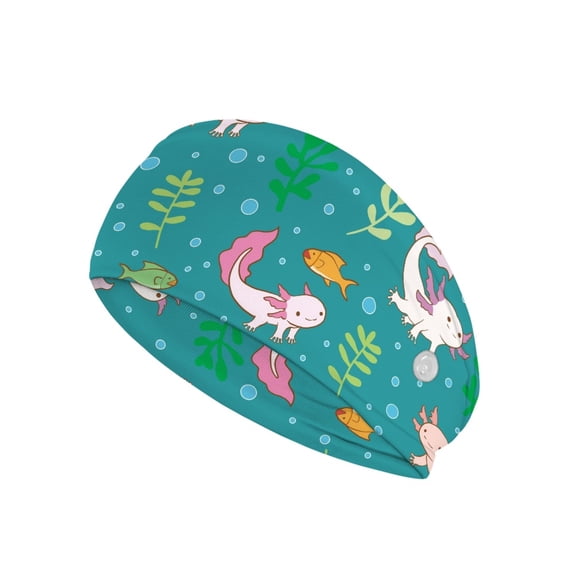 COEQINE Axolotl Plant Nurse Button Headband Stretchy Headband for Running Cycling Football Basketball Yoga Workout Headbands for Medical Workers Sports Headbands Bulk