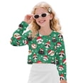 thumbnail image 1 of COEQINE Back to School Crop Top for Girls, Cute Fall Winter Long Sleeve Sweatshirt, Comfy Casual Crewneck Pullover for School Age 5-6, Christmas Cat Green, 1 of 7