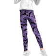 thumbnail image 1 of COEQINE Bat Spider Web Violet Girls Yoga Leggings High Waist Sport Pants Buttery Soft Stretch Halloween Running Leggings, for 10-11 Years Kids Girls, 1 of 7