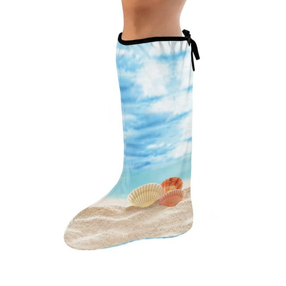 COEQINE Beach Shells Leg Cast Covers 2 Piece Soft Fabric Leg Plaster Sleeve Foot Cast Cover Reusable Cast Covers for Shower Leg Elastic Cast Socks Cover Cast Gifts for Friends Size M