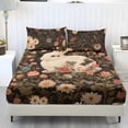 thumbnail image 1 of COEQINE Bed Sheets Set 3 Piece Queen Size Bedding Sheet Set, Comfy Easy Care Non-Slip Bedsheet & Pillowcases for Queen Size Bed for Women Men, Retro White Rabbit Floral, 1 of 5