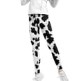 thumbnail image 1 of COEQINE Black White Cow Print Girls' Yoga Leggings Pants Full Length Athletic Trousers High Waist Tummy Control, for 12-13 Years Kids Girls, 1 of 7