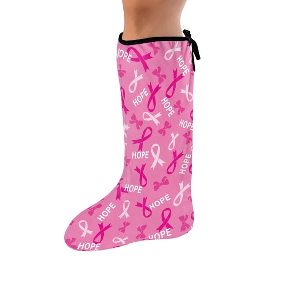 COEQINE Breast Cancer 2 PCS Leg Cast Covers Pink Ribbons Broken Leg Shower Cast Cover Large Stylish Cast Socks Cover Washable Leg Cast Protector Cast Decoration for Women Men Seniors