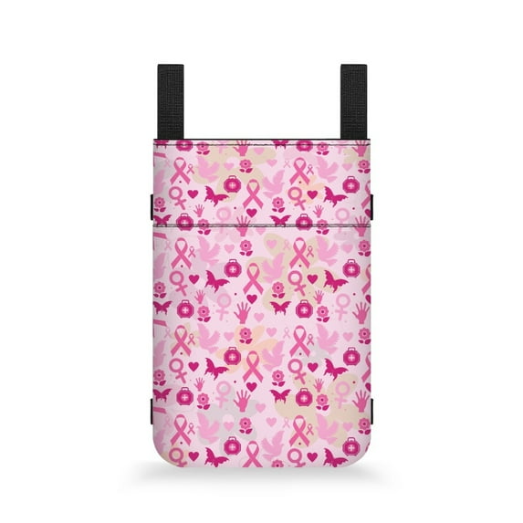 COEQINE Breast Cancer Crutch Case Pink Ribbon Broken Foot Underarm Crutch Pouch Medical Crutch Accessories Washable Walker Storage Pouch for Women Gifts for Women Friends