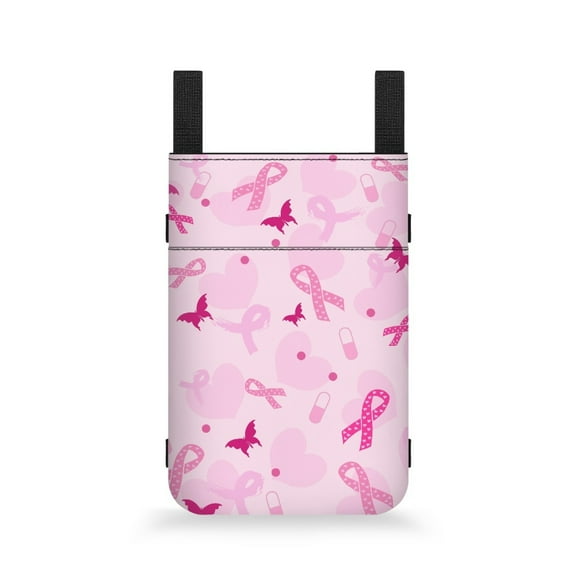COEQINE Breast Cancer Crutch Case Pink Ribbon Large Capacity Crutch Storage Bag Medical Crutch Accessories Lightweight Walking Cane Pouch for Women Gifts for Women Friends