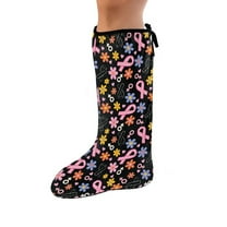 COEQINE Breast Cancer Leg Cast Cover Pink Ribbons Below The Knee Leg Cast Sleeve Breathable Cast and Bandage Protector Stylish Cast Socks Cover for Women Girls Small