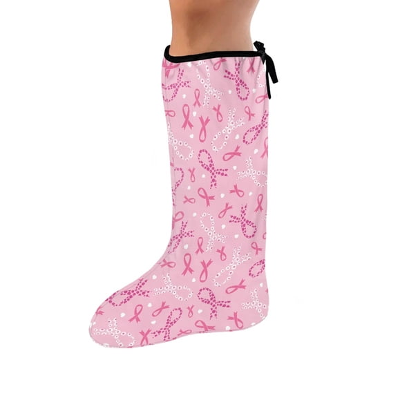 COEQINE Breast Cancer Pink Ribbon Leg Cast Cover Broken Leg Shower Cast Cover Medium Breathable Cast and Bandage Protector Broken Leg Shower Cast Cover for Women