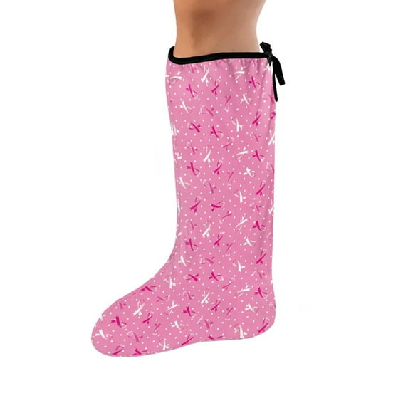 COEQINE Breast Cancer Pink Ribbon Leg Cast Cover Outdoor Protection Leg Cover Knee Cast Sock Breathable Cast and Bandage Protector Cast Scratcher Sleeve Gifts for Friends Size L