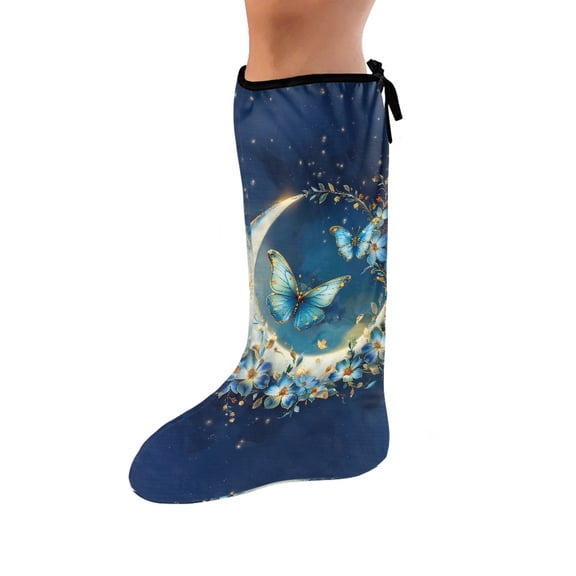 COEQINE Butterfly Leg Cast Cover Moon Flower Cast Sleeve for Foot Leg Protector Short Foot Cast Cover Size L Outdoor Cover Breathable Cast and Bandage Protector for Adult Teens