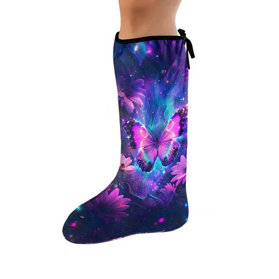 COEQINE Butterfly Leg Cast Covers Purple Flower Outdoor Leg Protection Cover Size M Soft Fabric Leg Plaster Sleeve Cast Decoration Leg Cast Cover for Showering After Surgery