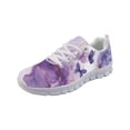 thumbnail image 1 of COEQINE Butterfly Violet Marble Girls Sneakers White Sole Mesh Breathable Lace Up Women Running Shoes for Travel Outdoor Training Athletic Sport, 1 of 7