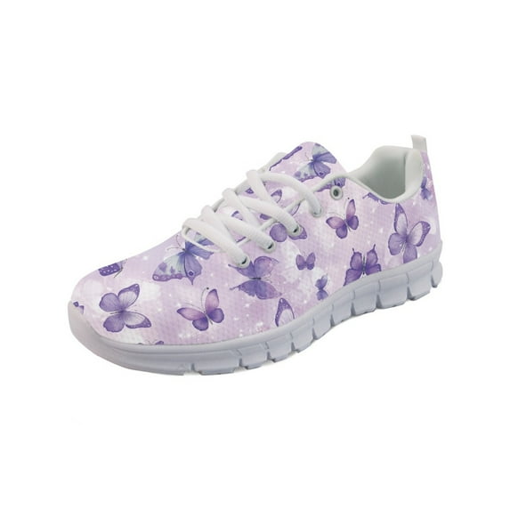 COEQINE Butterfly Violet Women Running Shoes Girls Soft White Sole Sneakers Hiking Camping Air Mesh Breathable Training Athletic Shoes Fitness Sneakers