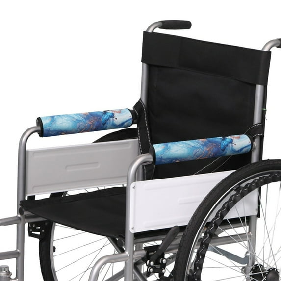 COEQINE Butterfly Wheelchair Armrest Pads Marble Print Soft Wheelchair Accessories Decoartive Wheelchair Armrest Protector Adjustable Wheelchair Arm Pads for Seniors Women 2 Piece