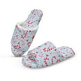 thumbnail image 1 of COEQINE Candy Canes Blue Open Toe Slippers for Women, Comfortable Christmas Fuzzy Sandals Warm Slides Soft Indoor House Shoes for Men, Slippers Open Toe Cute Womens Footwear, 44-45, 1 of 7