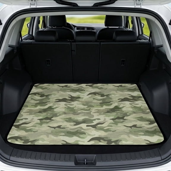 COEQINE Car Cargo Liner for Dogs, All Weather Trunk Mat Washable Rear Cargo Mat Pet Cargo Protector for Travel Enthusiasts, 29 x 39 Inches, Green Camo Camouflage
