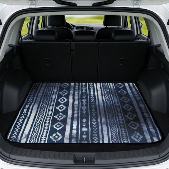 COEQINE Car Cargo Mat Heavy Duty Rear Trunk Liner Machine Washable Dog Cargo Protector Universal Size Protective Mat for SUV, Sedan, Truck, Boho Aztec Blue Tie-dye