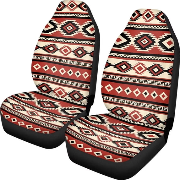 COEQINE Car Seat Cover for Women Men, Non-Slip Front Bench Protection Breathable Auto Accessories Universal Fit Most Vehicles, Southwest Aztec Beige Red