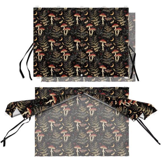 COEQINE Car Side Window Shade for Baby, Heat Block UV Protection Back Window Curtain for Pets, Double Opening Sun Shade Cover with Magnets Universal, Mushroom Butterfly Leaf Moon