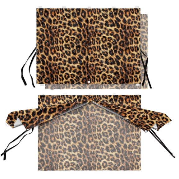COEQINE Car Side Window Shade for Baby Protection, Double Layer Sun Shade Blocker with Magnets, Privacy Blackout Window Sunshade Fit Most of Vehicles, Brown Leopard Print