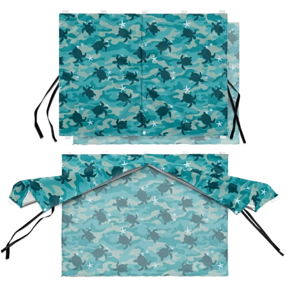 COEQINE Car Window Cover for Baby, UV Rays Protection Heat Blocking Sun Shade Auto Accessories, Magnetic Dual Layer Sunshade for Baby, Kids, Pets, Teal Camo Sea Turtle