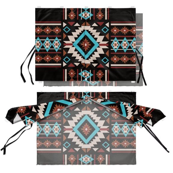 COEQINE Car Window Shade for Baby, Side Window Sun Shade for Sun/Heat/UV Rays Protection, Auto Curtain with Magnets for Car Interior Accessories, Southwest American Tribal Brown Blue
