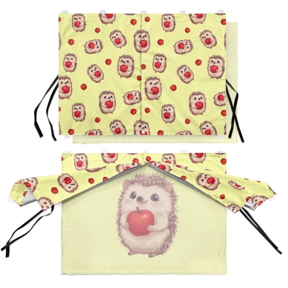 COEQINE Car Window Shade for Side Window, Car Window Curtain Privacy Full Covers/Half Shade Options, Magnetic Sun Block Cover Fit Most Vehicles, Hedgehog Apple Yellow