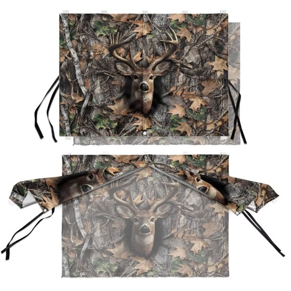 COEQINE Car Window Sunshade for Side Window, Easy Install Rear Window Shade Cover with Magnets, Blocks Heat and UV Rays Sunshade Visor for Pets, Deer Camo Hunting Forest Gray